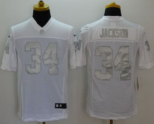 Nike Raiders #34 Bo Jackson White Men's Stitched NFL Limited Platinum Jersey - Click Image to Close